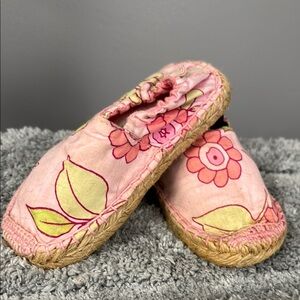 Baby Lulu slip on shoes sz 7 girls Floral Pink Espadrille Slippers beach shoes s